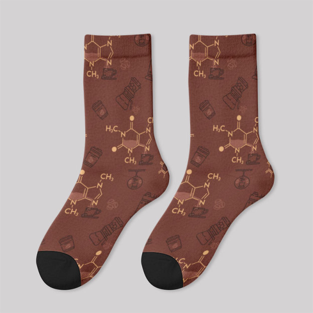 Chemical Formula of Caffeine Men's Socks