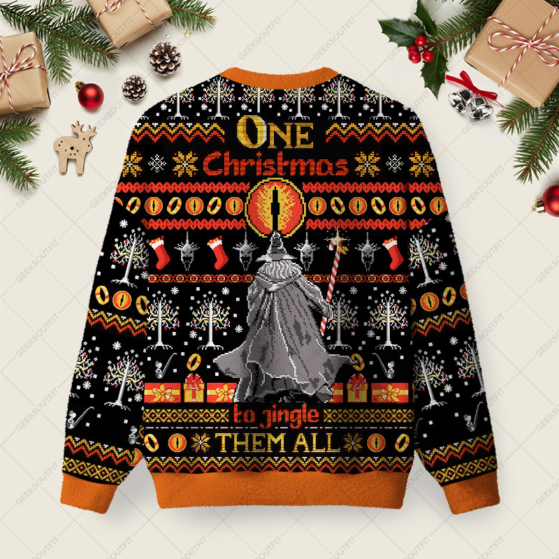 Gandalf Christmas Ugly Christmas Fuzzy Fleece Sweatshirt