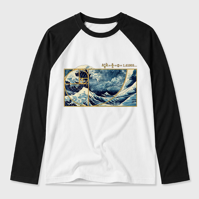 The Great Fibonacci Wave Geek Retro Raglan Long-Sleeve Tee