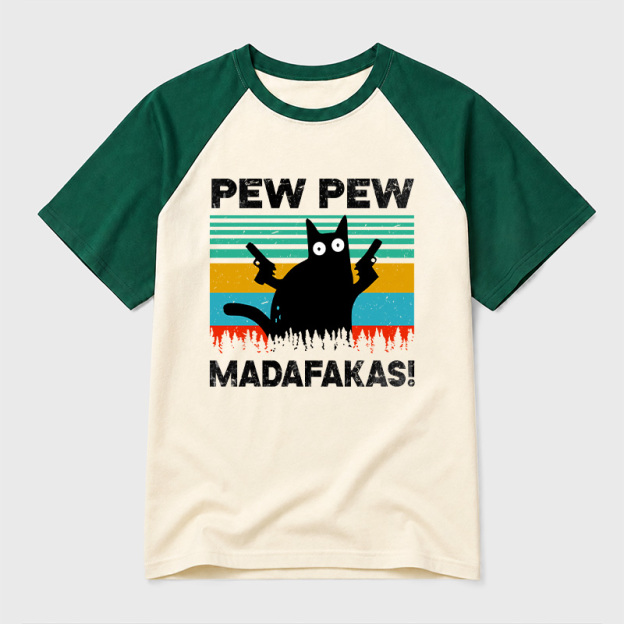 Pew Pew Madafakas Geek Retro Raglan T-Shirt