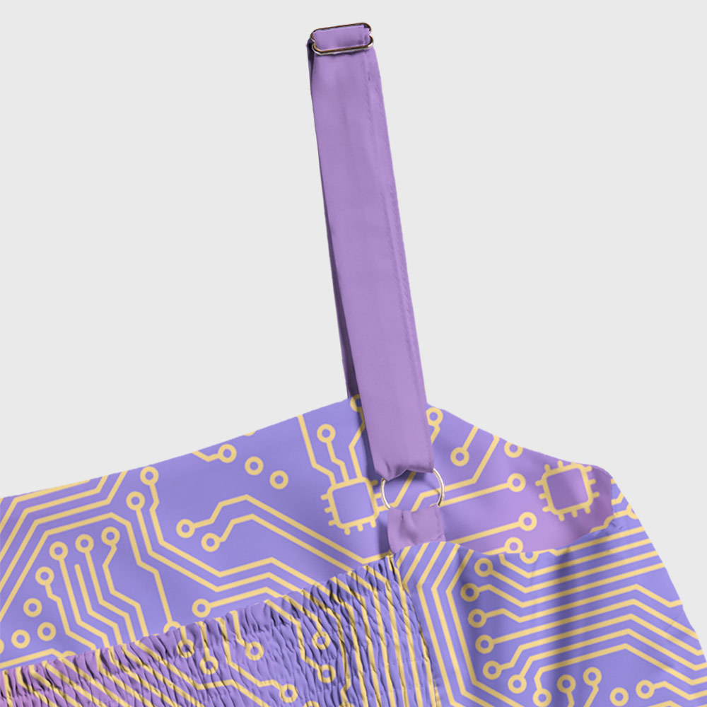 Computer Circuit Board Purple Geek Tiered Cami Maxi Dress