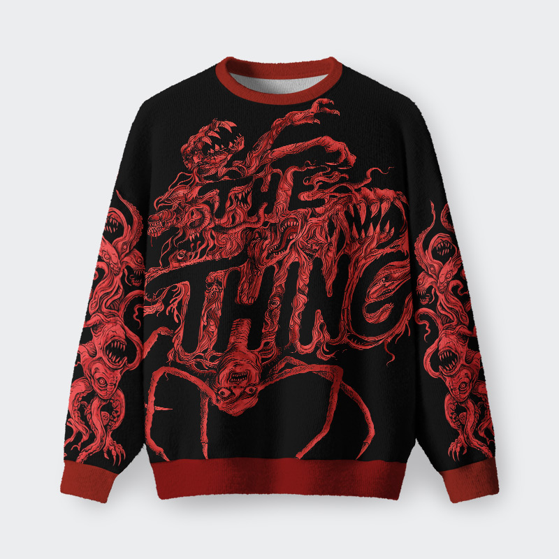 Alien Organism Geek Women's Fuzzy Fleece Cropped Sweater