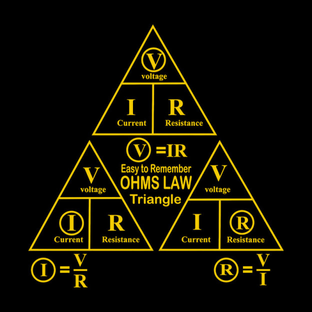 Electrical Ohms Law Triangle Formula Chart Geek T-Shirt