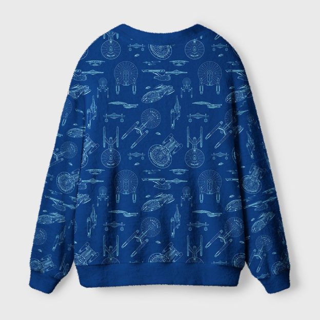 Spaceship Line Drawing Geek Ugly Cardigan Sweaters