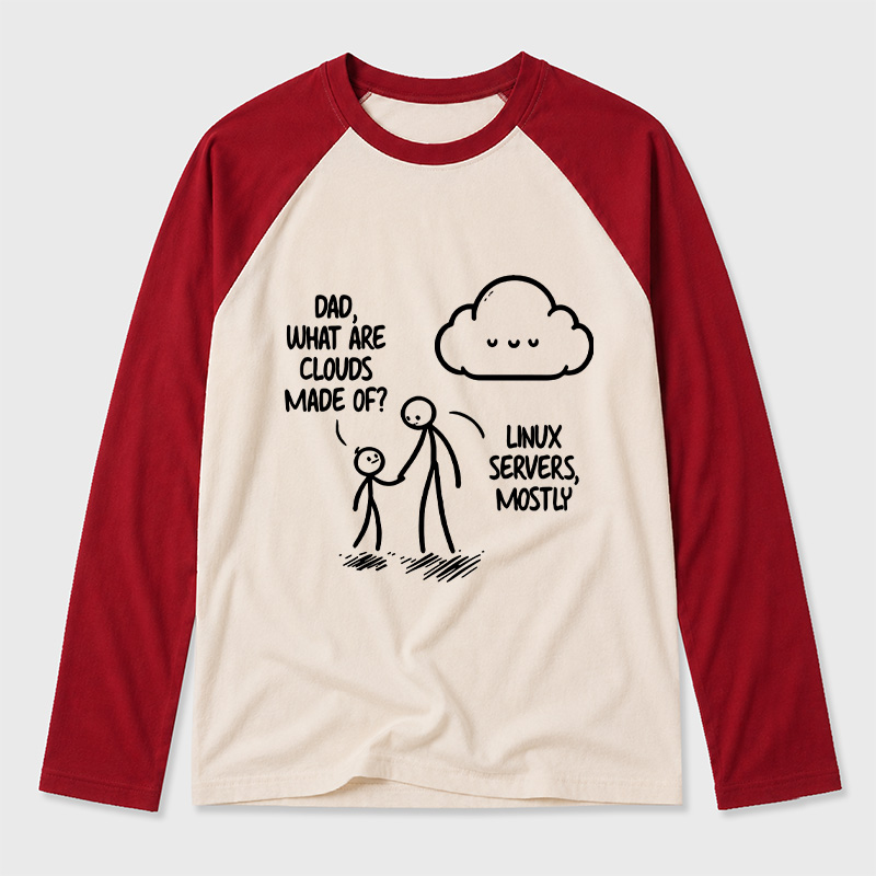What Are Clouds Made Of Geek Retro Raglan Long-Sleeve Tee