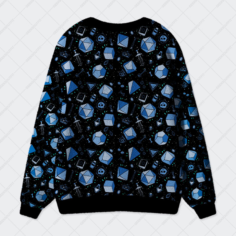 D&D Dice And Death Geek Ugly Cardigan Sweaters 