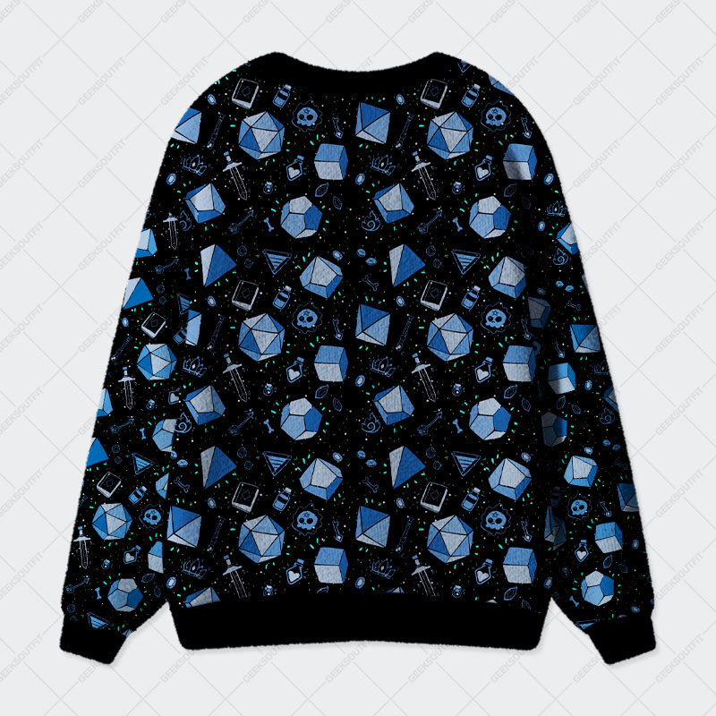 D&D Dice And Death Geek Ugly Cardigan Sweaters 