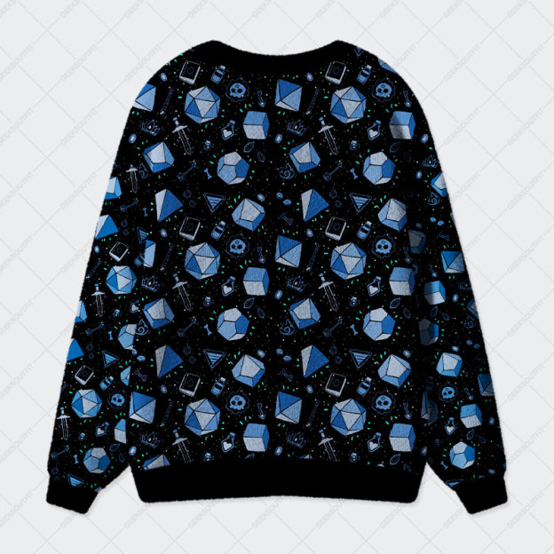 D&D Dice And Death Geek Ugly Cardigan Sweaters 