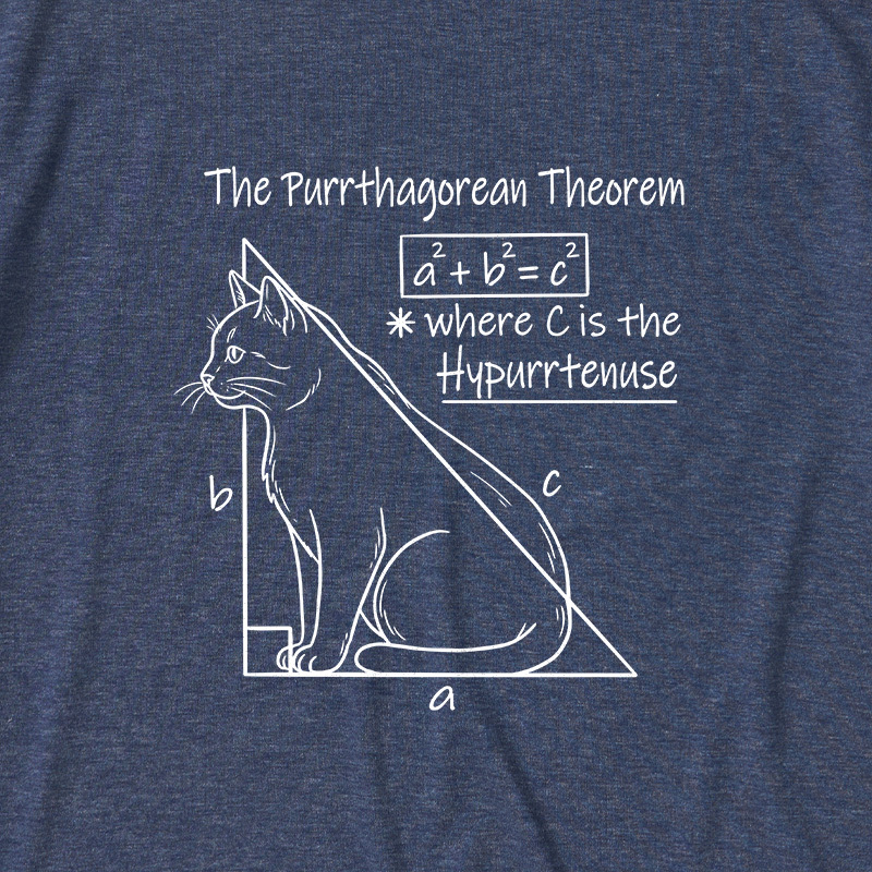 The Purrthagorean Theorem Cat Math Pun Ultra Soft Heather Tees