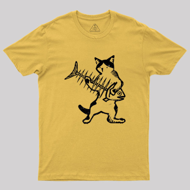 Rock Cat With Fish Guitar Geek T-Shirt