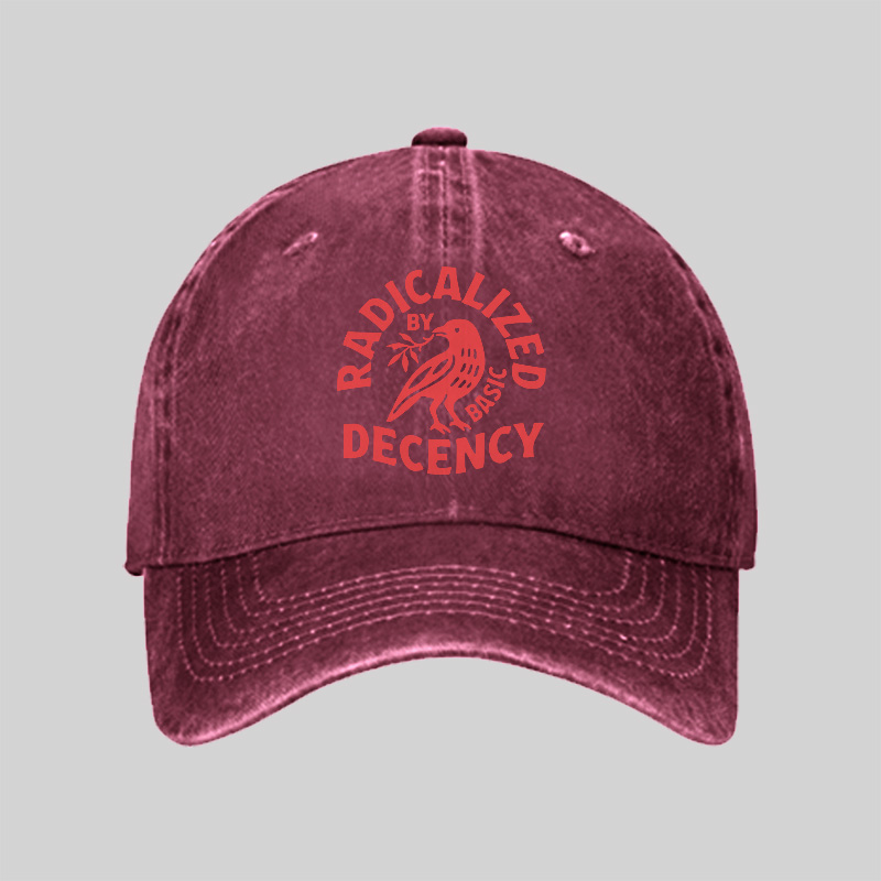Radicalized By Basic Decency Washed Vintage Baseball Cap