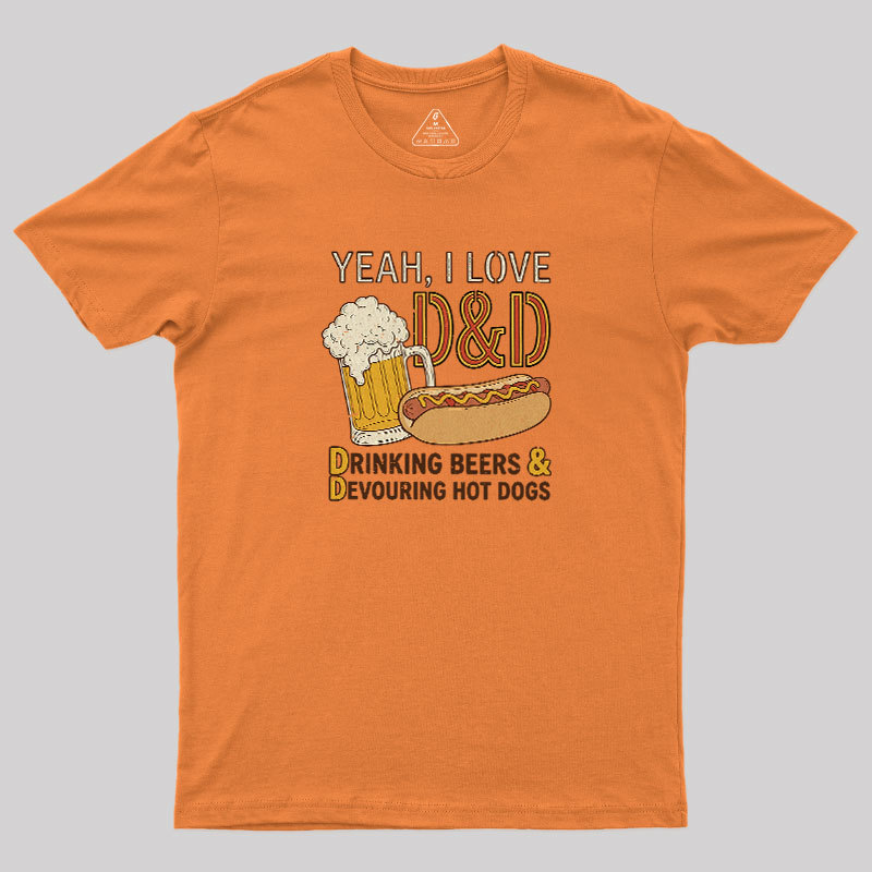 Drinking Beer Devouring Hot Dogs Geek T-Shirt
