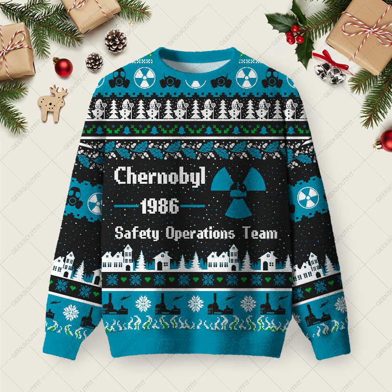 Chernobyl 1986 Ugly Christmas Fuzzy Fleece Sweatshirt