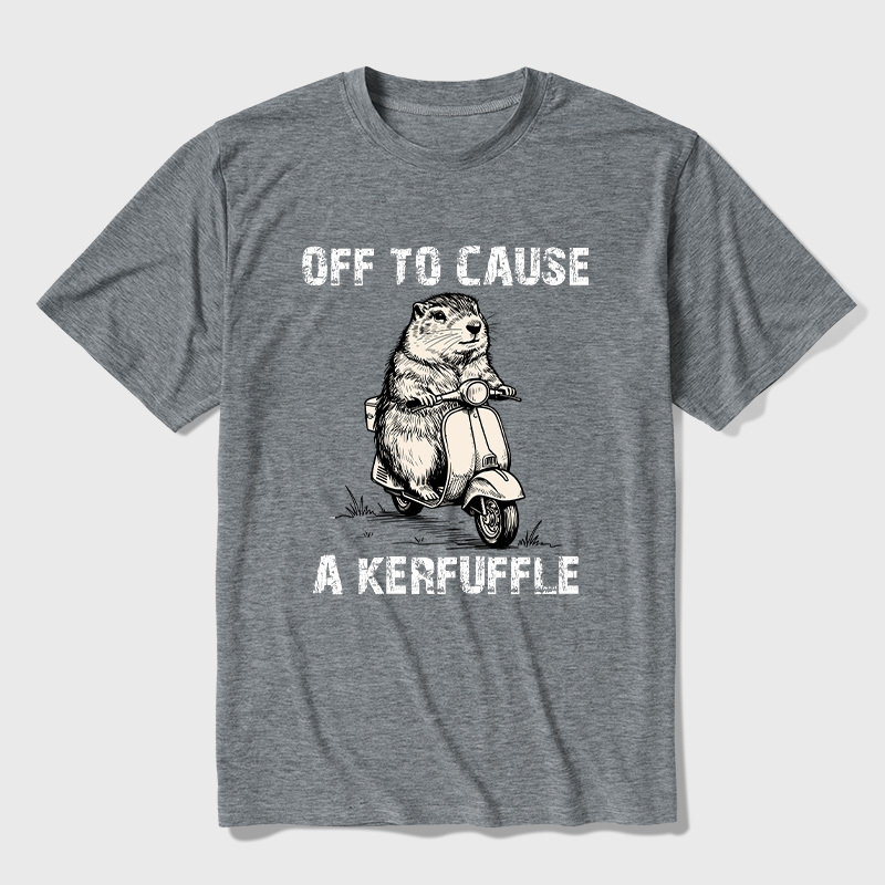 Retro Animal Scooter Mischief Graphic Ultra Soft Heather Tees