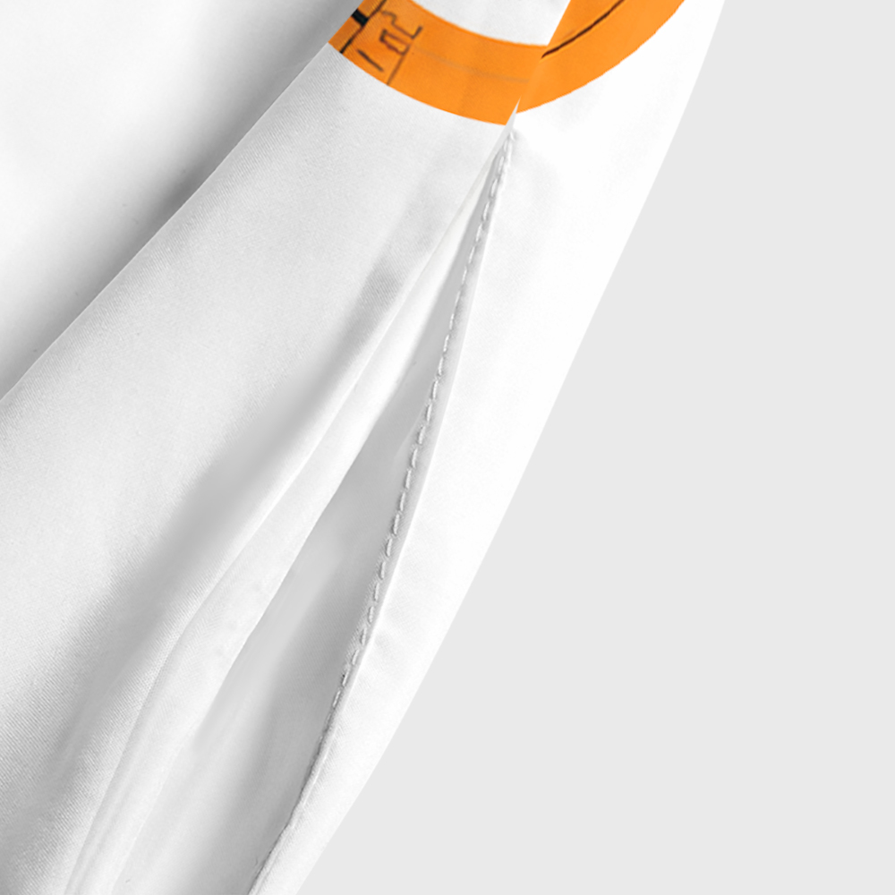 Orange & White Droid Armor Sci-Fi Geek Tiered Cami Maxi Dress