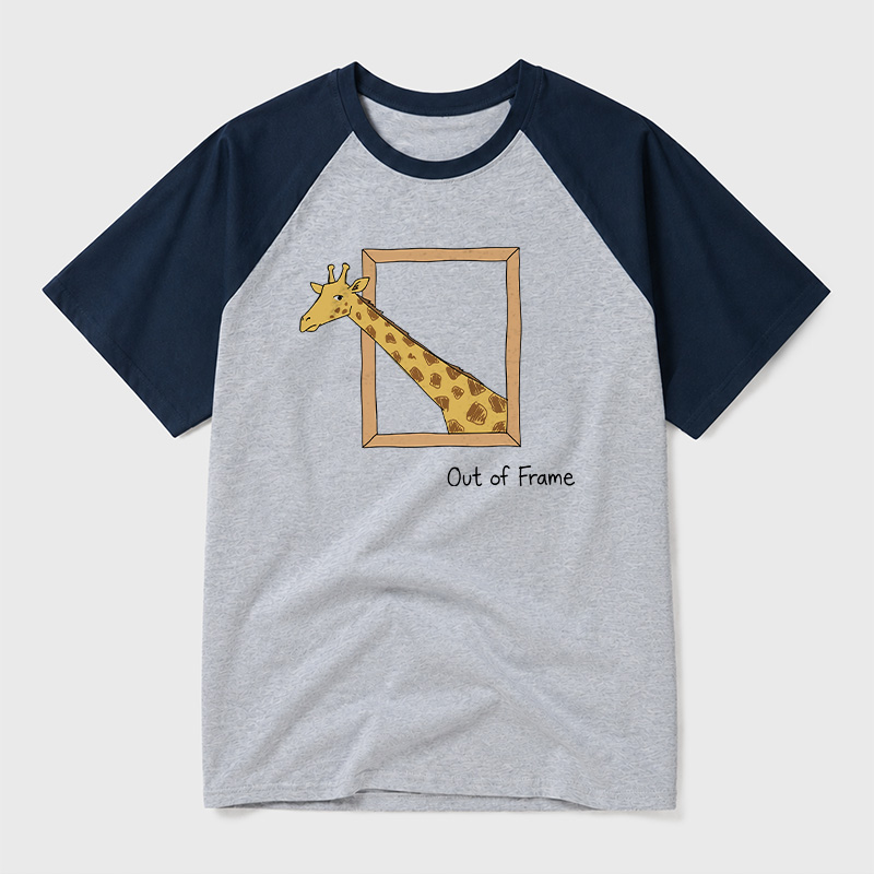 Out of Frame Long Neck Giraffe Geek Retro Raglan T-Shirt