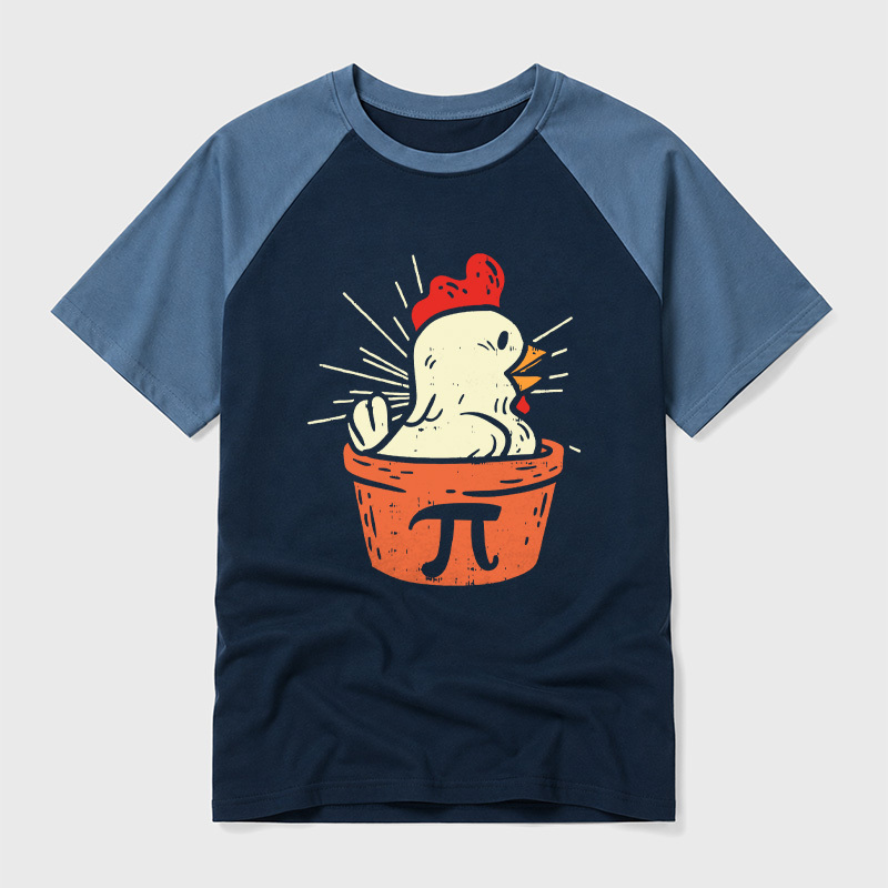 Funny Chicken Pot Pi Geek Retro Raglan T-Shirt