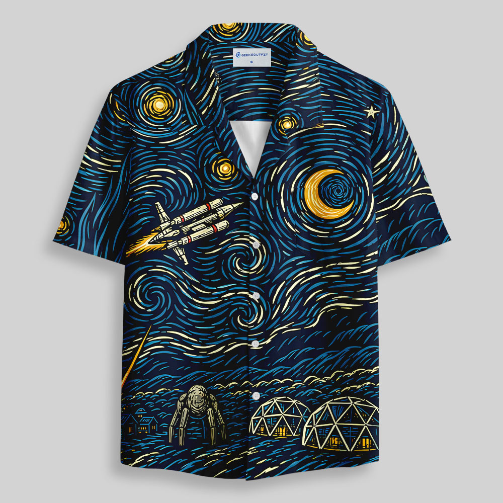 Starry Night Savior Galactic Mission Button Up Pocket Shirt