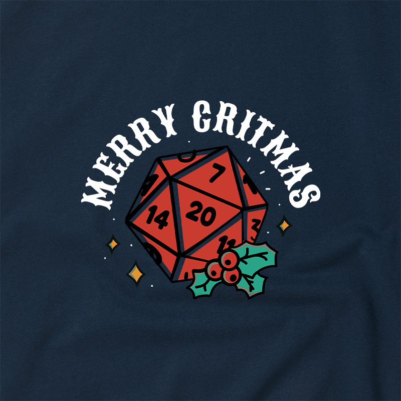 Polyhedral Dice Xmas Geek Retro Raglan T-Shirt