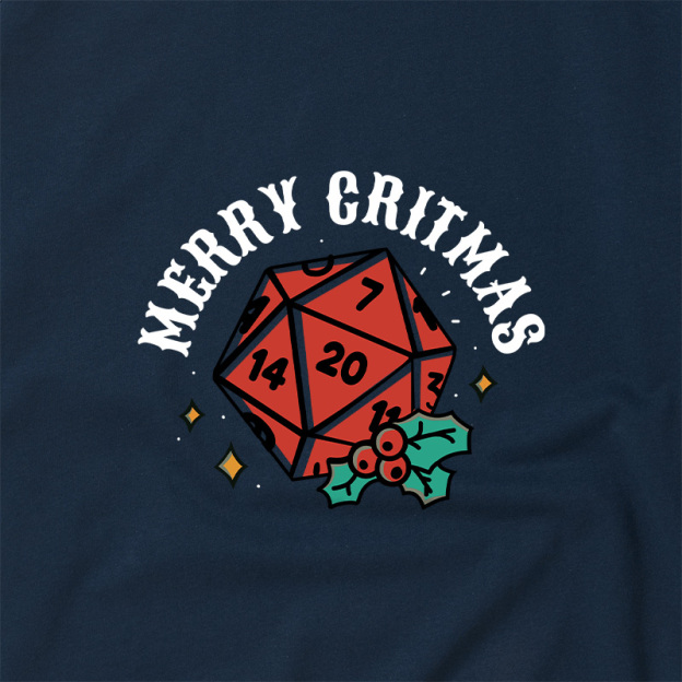 Polyhedral Dice Xmas Geek Retro Raglan T-Shirt