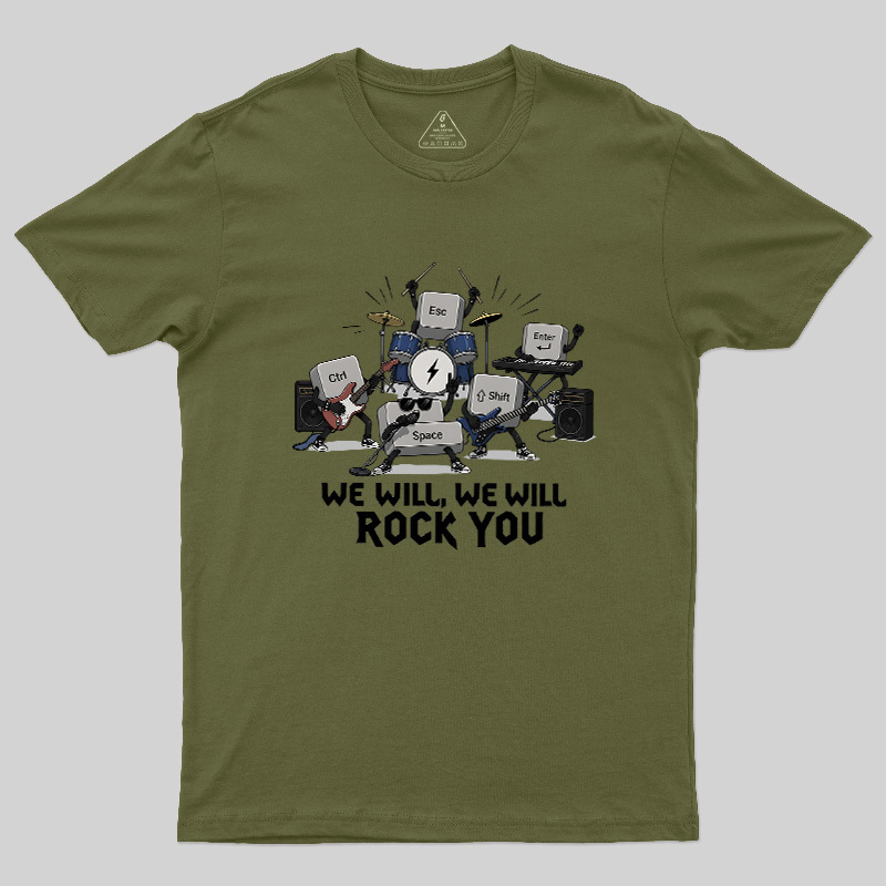 Keyboard Rock Band Print Geek T-Shirt