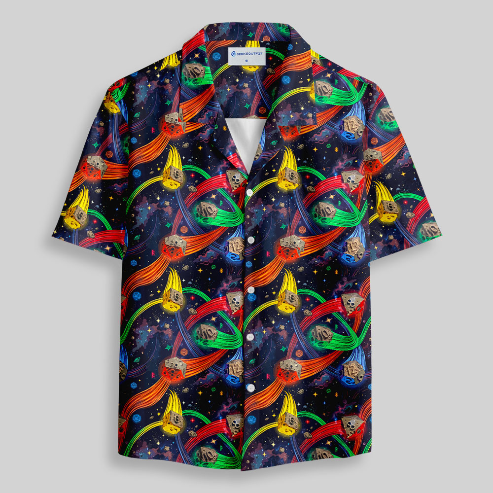 Tabletop Adventurer's Galaxy Quest Polyhedral Button Up Pocket Shirt