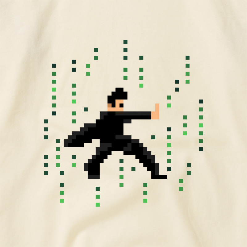 Pixel Green Code Matrix Hero Sci-Fi Geek Retro Raglan T-Shirt