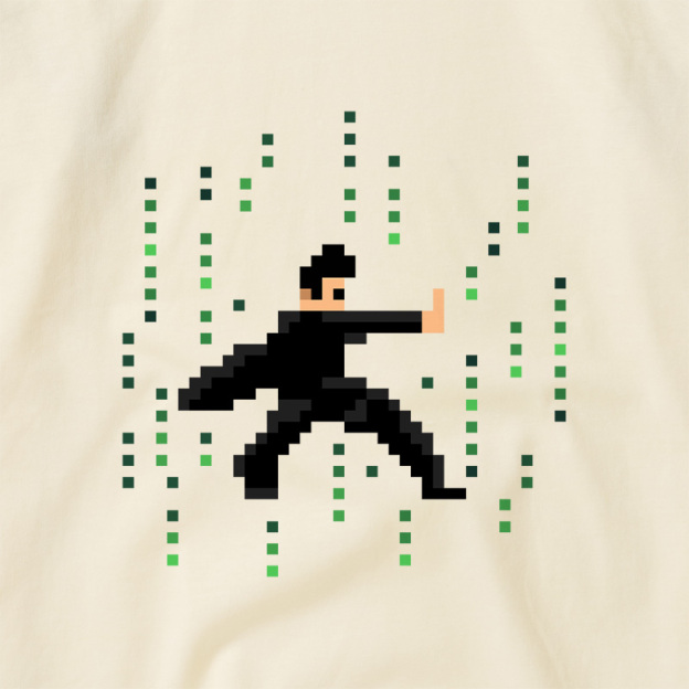 Pixel Green Code Matrix Hero Sci-Fi Geek Retro Raglan T-Shirt
