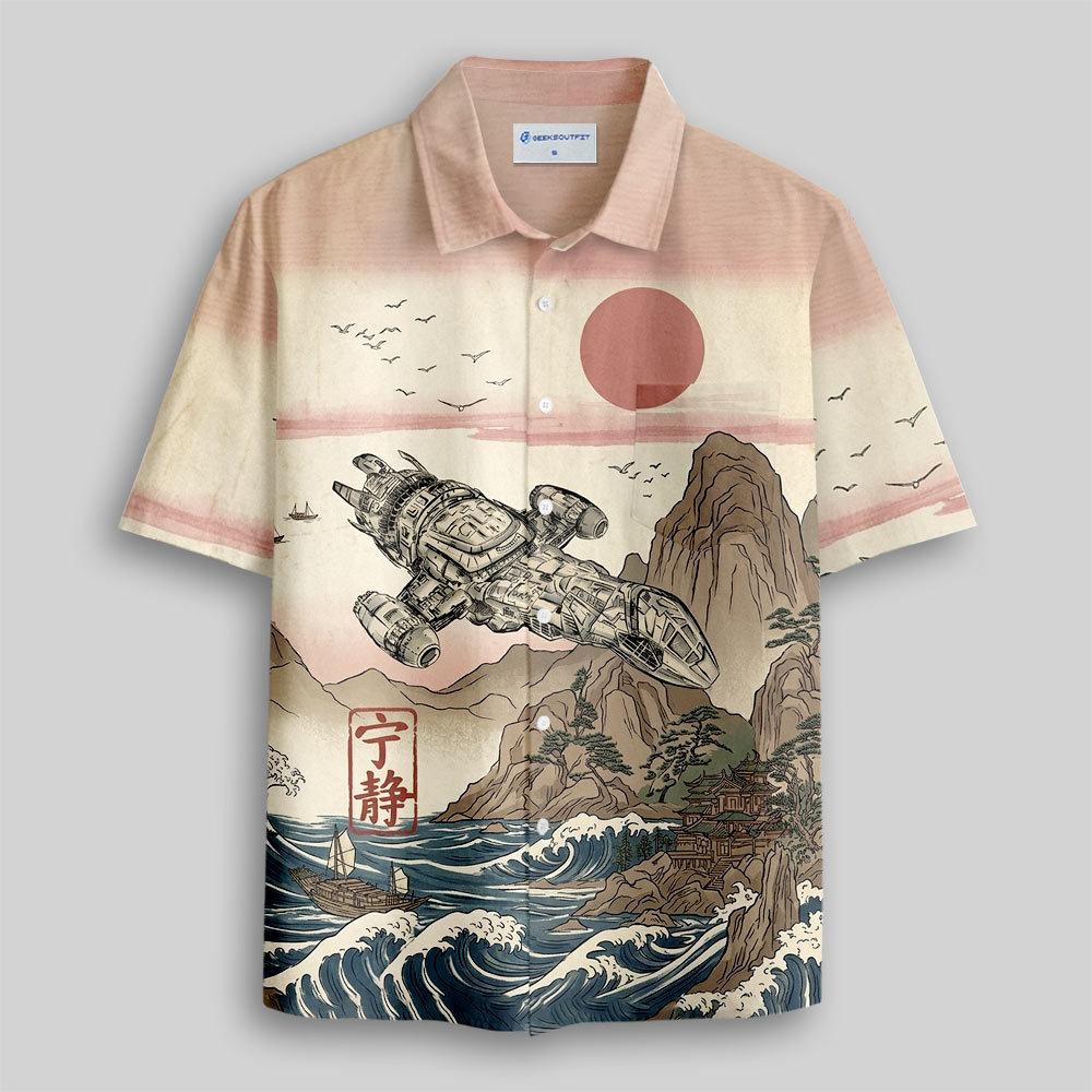 Serenity Red Sun Coast Button Up Pocket Shirt