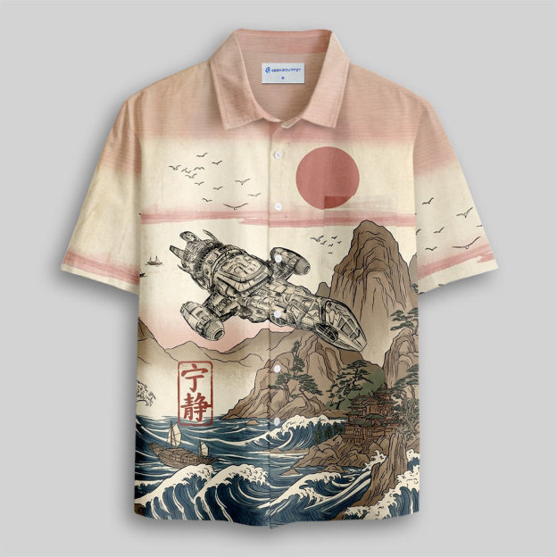 Serenity Red Sun Coast Button Up Pocket Shirt