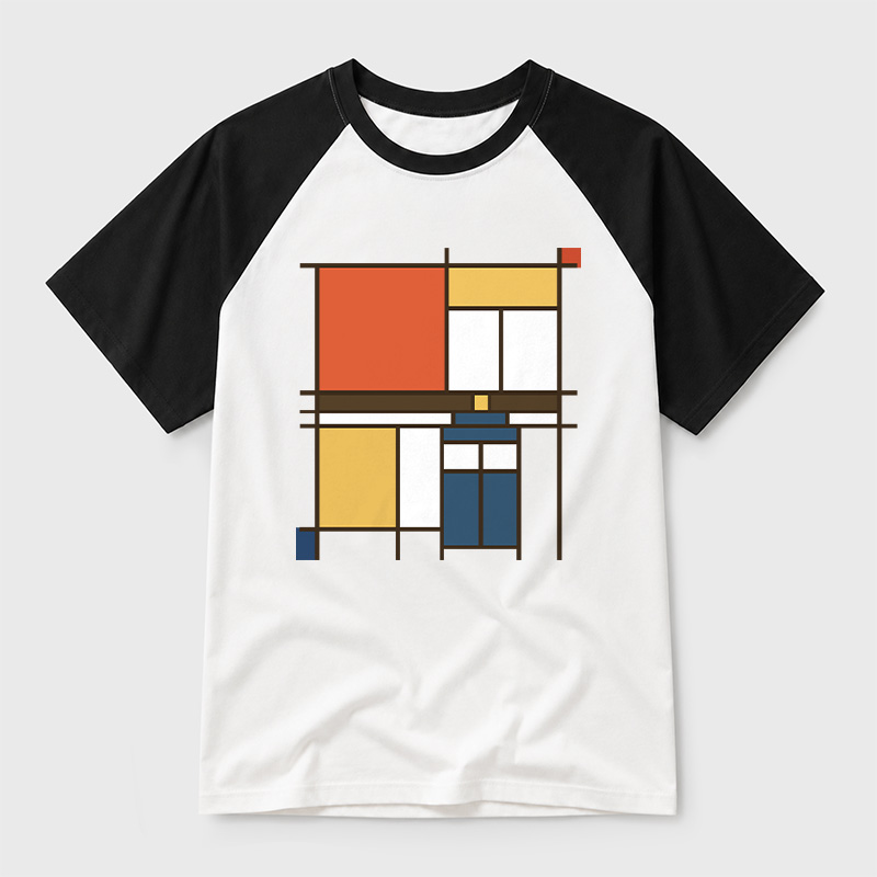 Mondrian Who Geek Retro Raglan T-Shirt