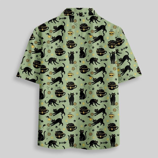 Midnight Cat Whispers Button Up Pocket Shirt