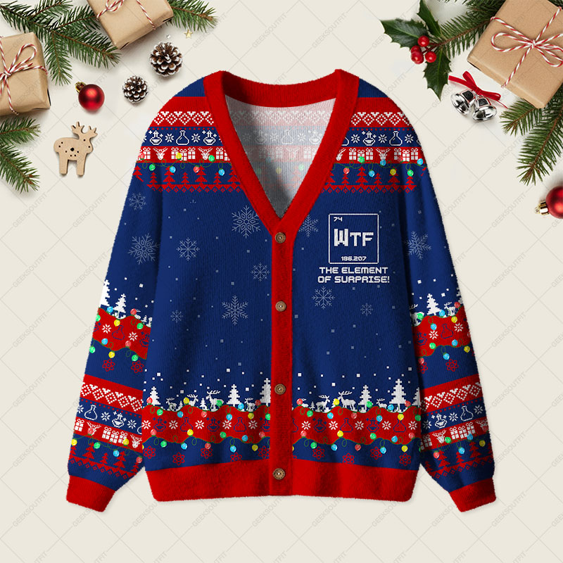 WTF Funny Geek Ugly Cardigan Sweaters 
