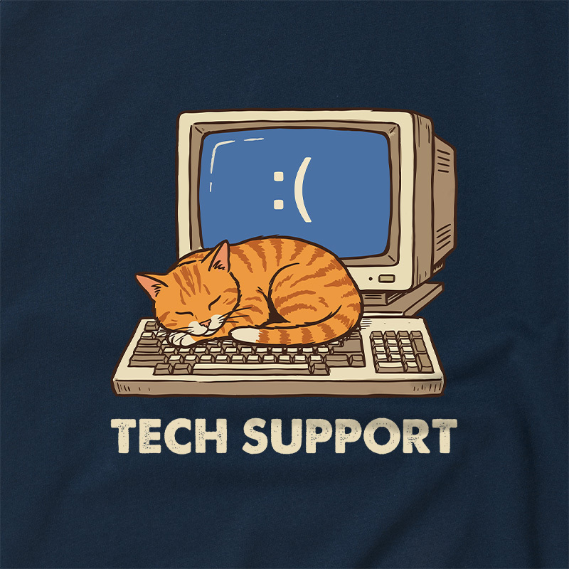 Tech Support Cat Geek Retro Raglan T-Shirt