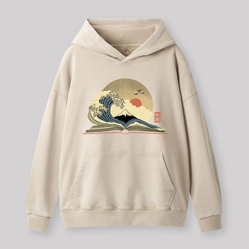 The Great Wave of Knowledge Geek Washed Hoodie
