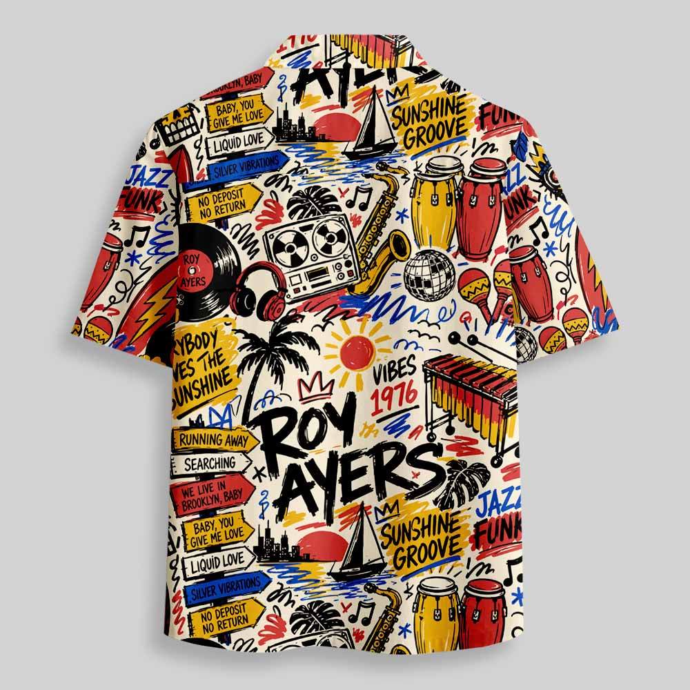 Sunshine Groove Graffiti Button Up Pocket Shirt