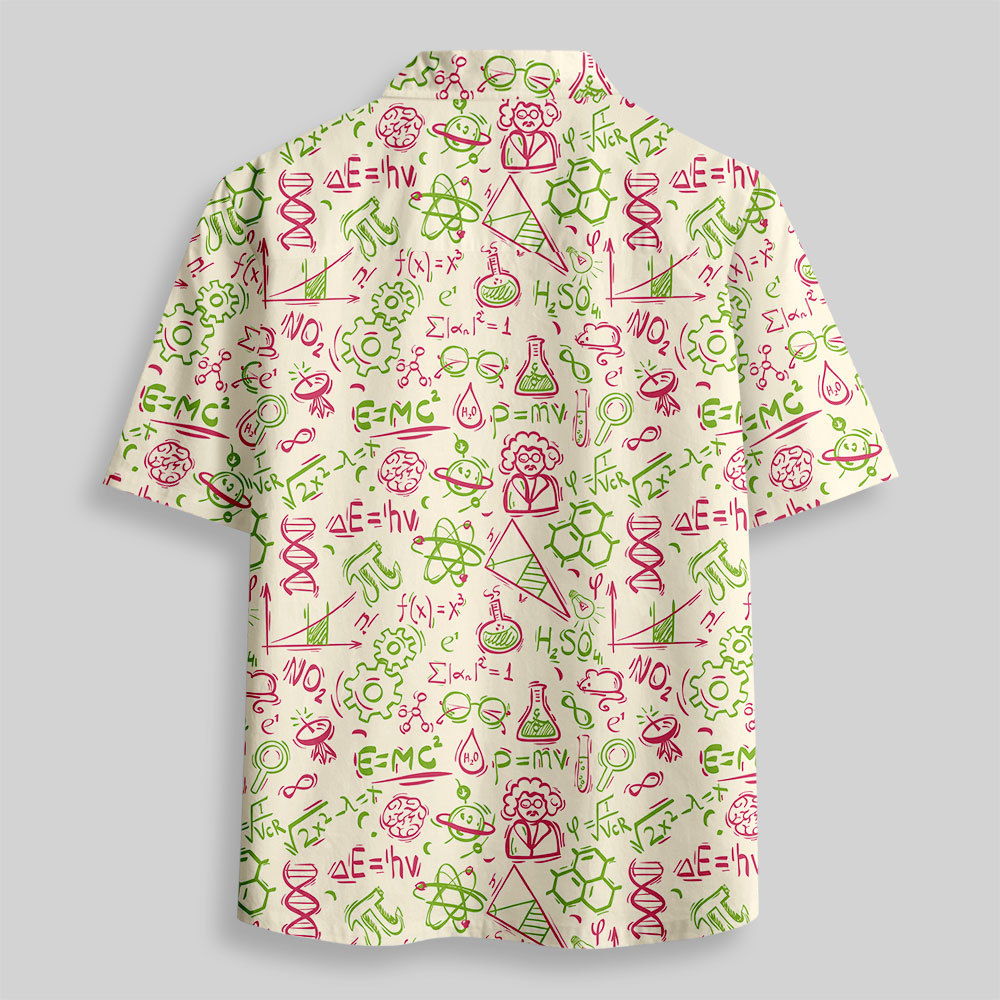 Science Symbols Button Up Pocket Shirt