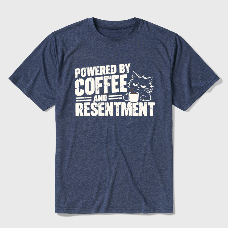 Powered by Coffee and Resentment Ultra Soft Heather Tee