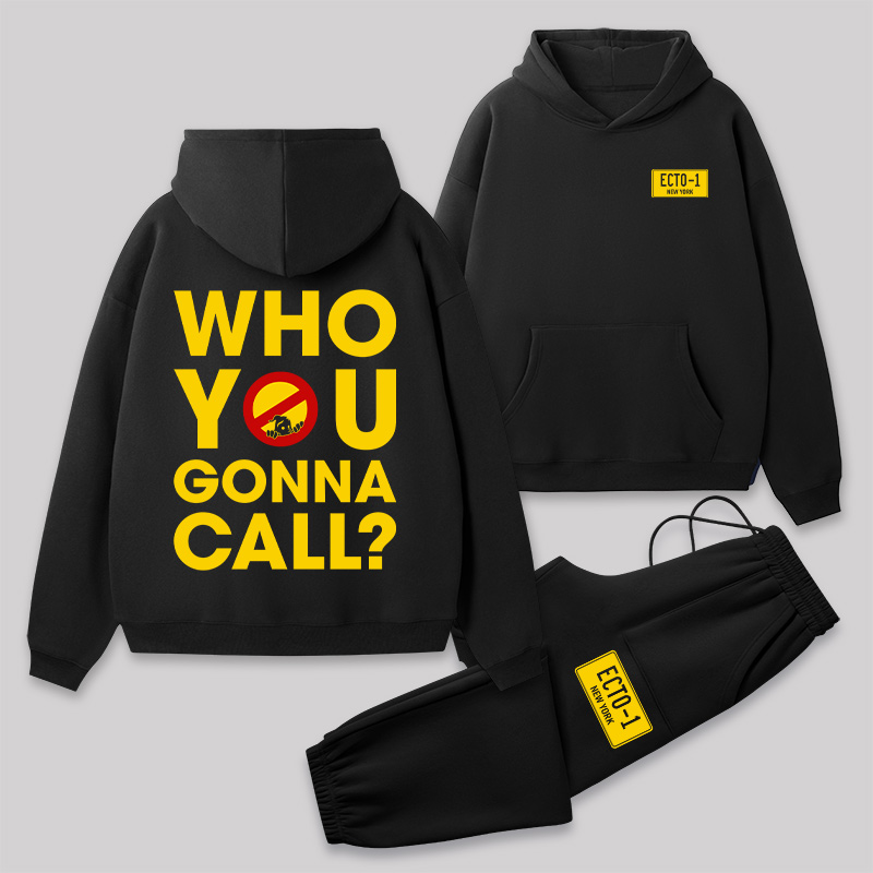 Who You Gonna Call Front and Back Printed Geek Fleece Hoodie Set