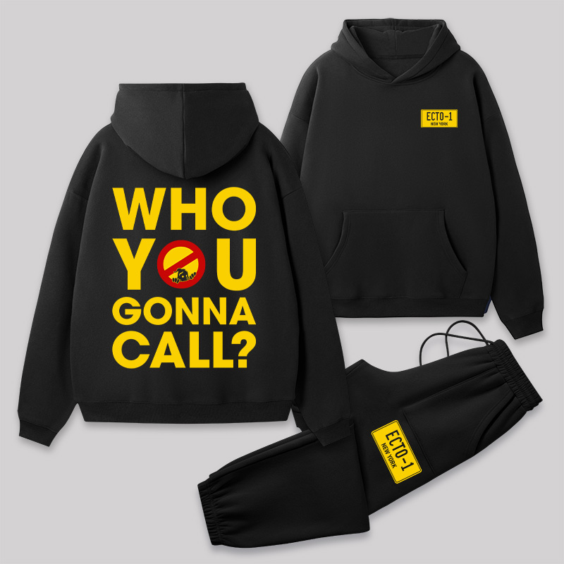 Who You Gonna Call Front and Back Printed Geek Fleece Hoodie Set