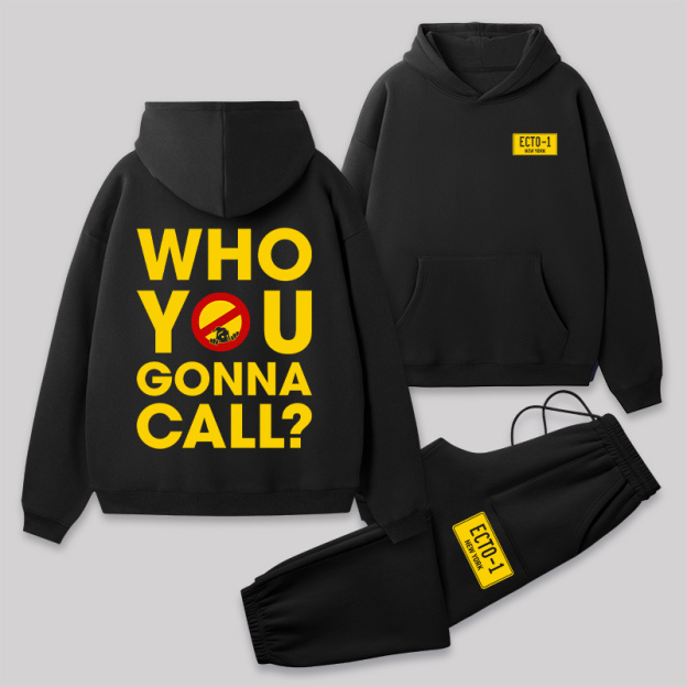Who You Gonna Call Front and Back Printed Geek Fleece Hoodie Set
