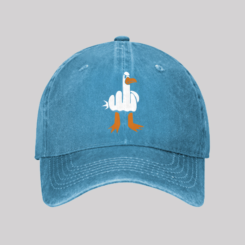 Rude Seagull Design Funny Washed Vintage Baseball Cap