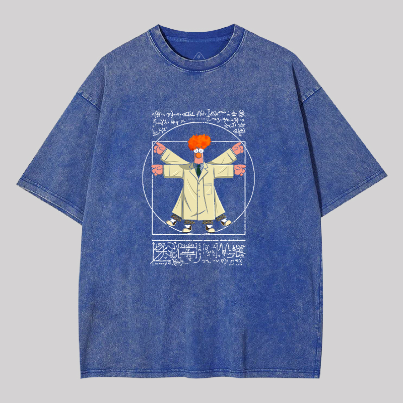 Vitruvian Puppet Geek Washed T-shirt