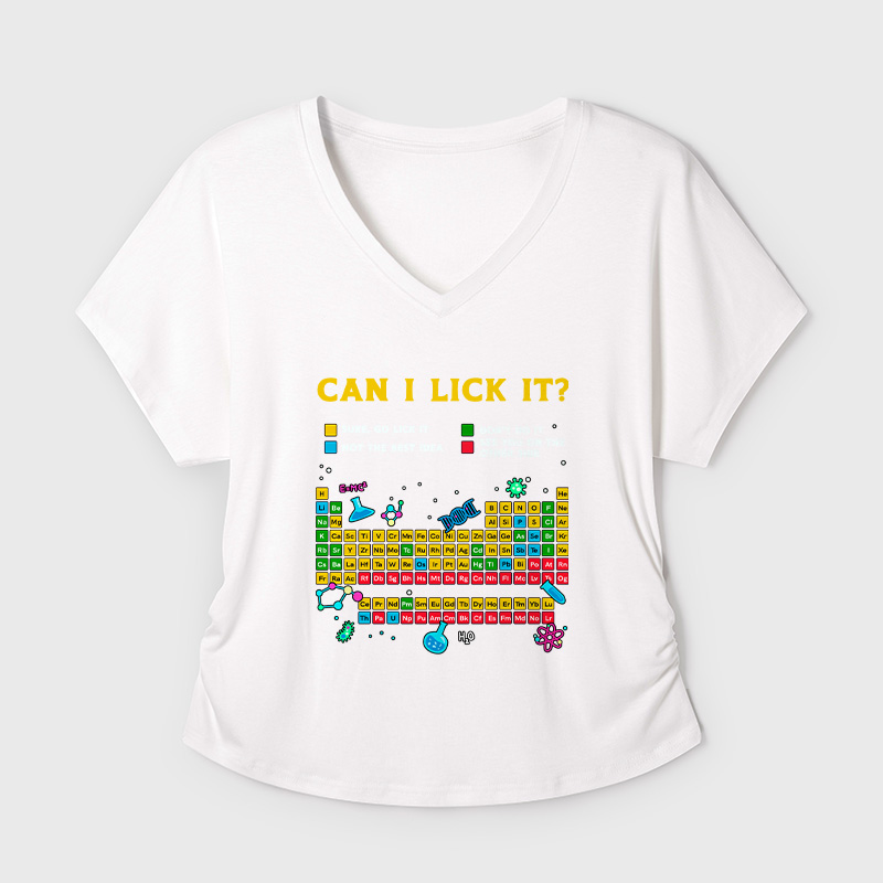 Can I Lick It Periodic Table Geek Dolman Sleeve V-Neck Shirt