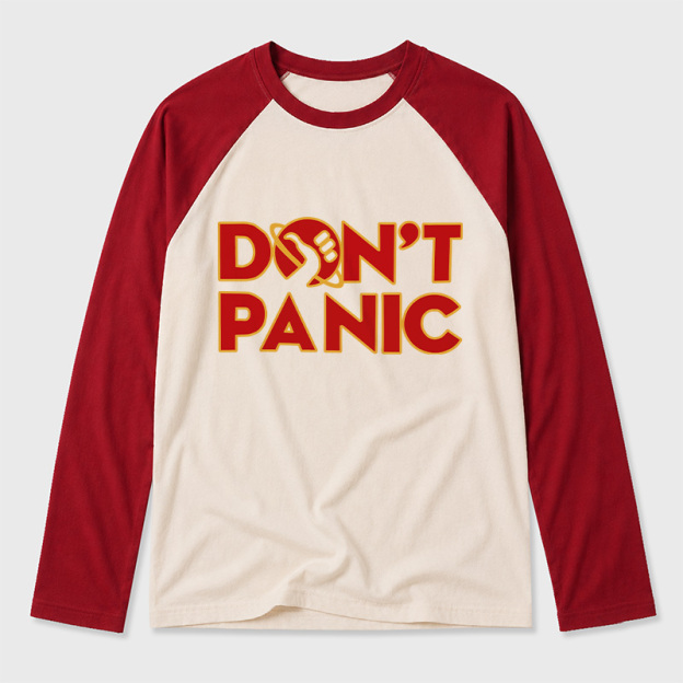 Don't Panic Geek Retro Raglan Long-Sleeve Tee