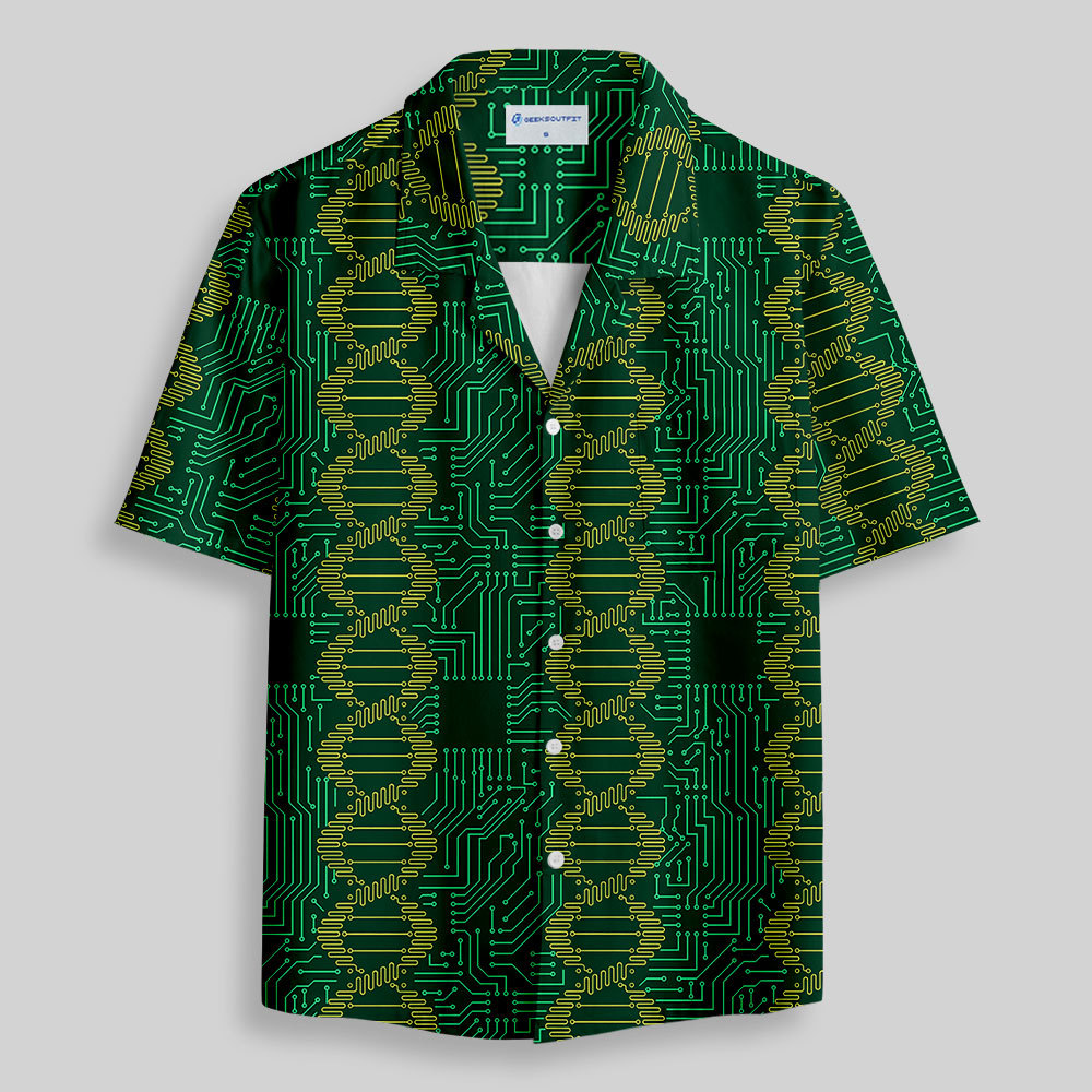 DNA Circuit Board Button Up Pocket Shirt