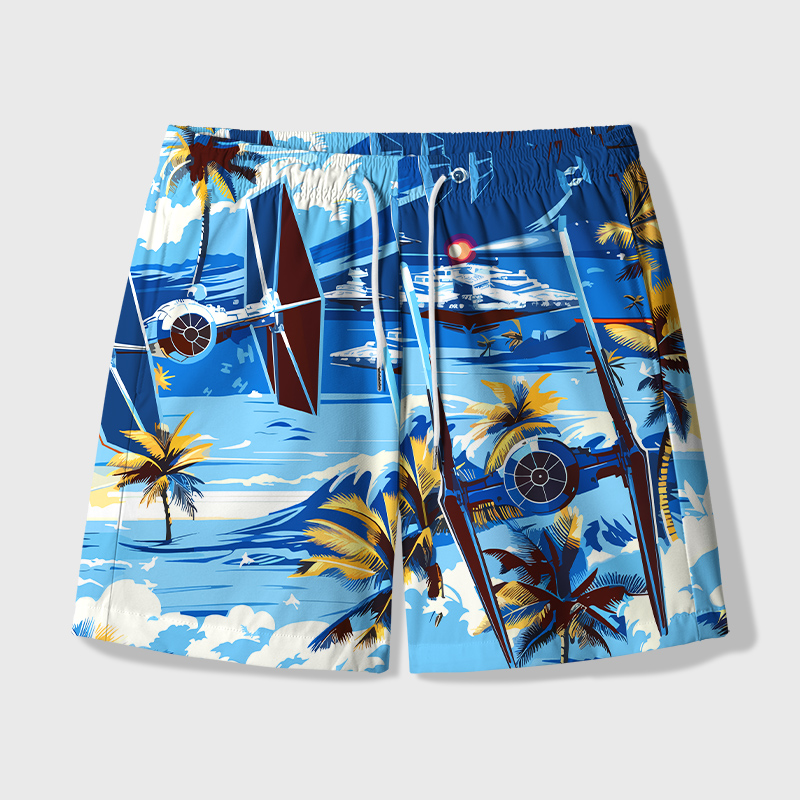 Hawaii Beach TIE Fighter Geek Hawaiian Swim Trunks