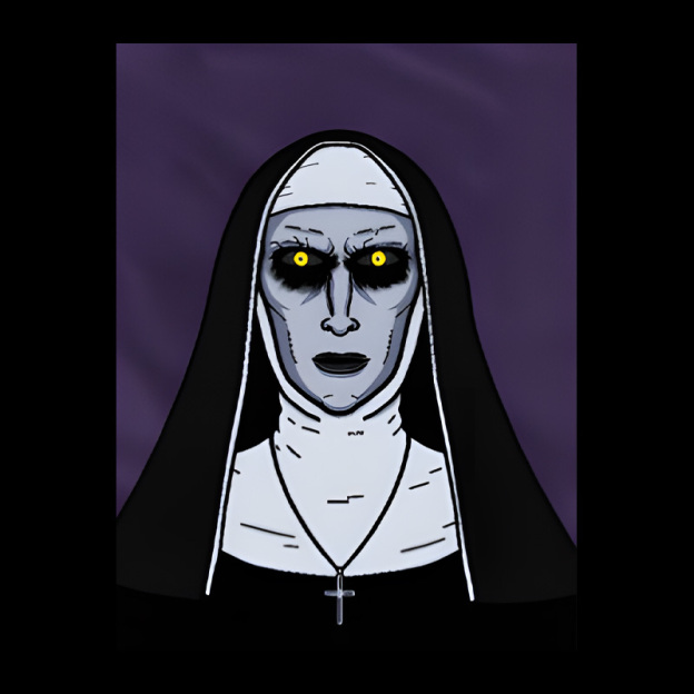 Macabre Nun Dark Horror Cartoon Geek T-Shirt