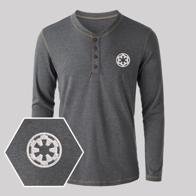 Wheel Smart Controller Embroidered Long Sleeve Henley Shirts