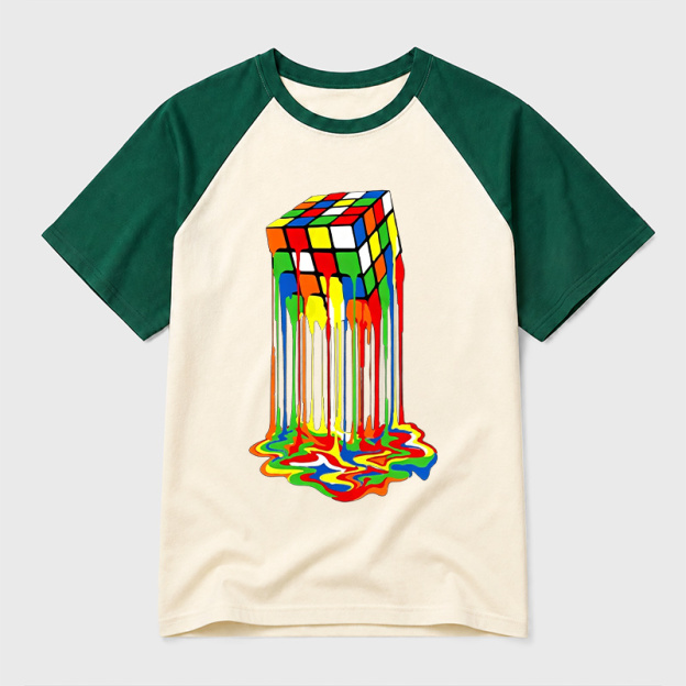 The Melting Cube Geek Retro Raglan T-Shirt